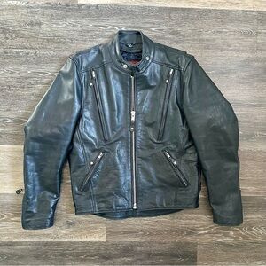 First Manufacturing Co Leather Motorcycle Jacket Men’s S Black Thinsulate Liner
